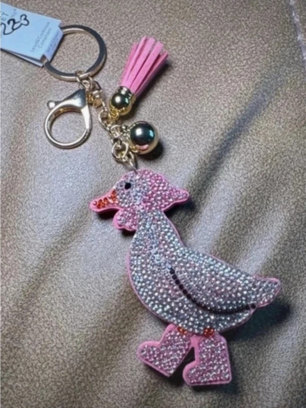 Pink Crystal Duck Keychain - Picture 2 of 2
